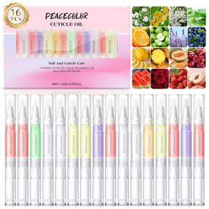 Peacecolor 16Pcs Cuticle Oil Pen for Nails Portable Nail Moist Nail Strengthener Nails Care Kit for Treatment Care Nail Softener and Strengthener