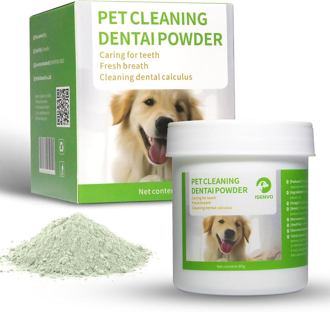 Dog Dental Powder, Dental Care for Dog Teeth Breath Freshener, Plaque & Bad Breath Off Powder Dog - Helps Dental Health for Small, Medium and Large Dog, 80g