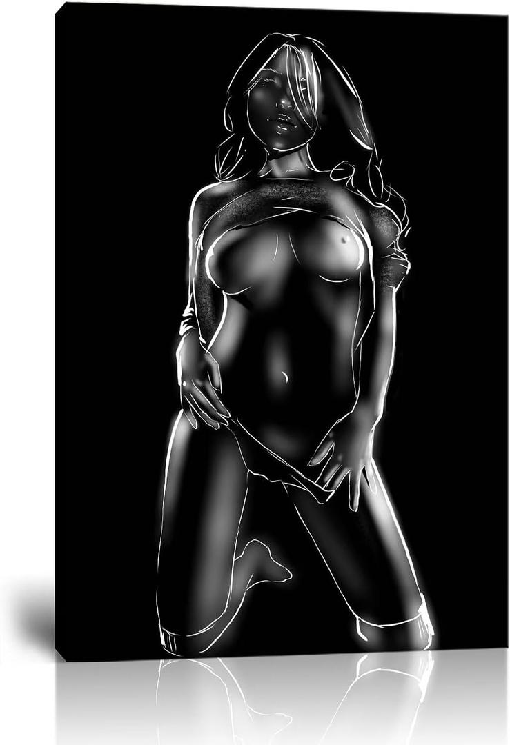 HJL Art Body Wall Art Sexy Wall Decor Naked Women Artwork (24"L x 36"W)