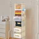 6-Tier Hanging Closet Organizer with 3Drawers and Side Pockets-Multi-FunctionalStorage for Shoes, Belts, Purses, and Clothing