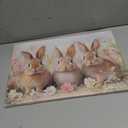 ZQQART Bunny Wall Art Rabbit with Flowers Canvas Prints Cute Animals Picture Easter Festival Painting Prints Children's Room Decor Frame(Pink,12.00" x 18.00")