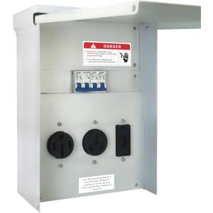 Temporary Power Outlet Panel, RV Electrical 20 30 and 50-Amp Receptacle with Breaker,Prewired Unmetered, Weatherproof