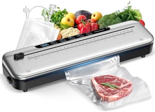 Vacuum Sealer Machine for Food Preservation, 6-in-1 Food Sealer for Freshness Storage, 75kpa Compact Vacuum Sealing Machine with External Sliding Blade, Digital Countdown Timer Silver Vacuum Sealer Machine for Food Preservation, 6-in-1 Food Sealer for Freshness Storage, 75kpa Compact Vacuum Sealing Machine with External Sliding Blade, Digital Countdown Timer Silver
