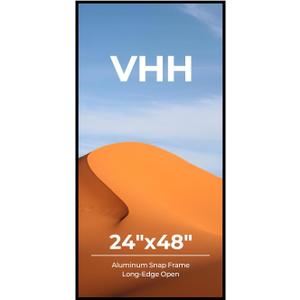 VHH 24x48 Snap Poster Frame,1 Pack,Lightweigt Black Coated Aluminum with plexiglass, 24x48-1pc