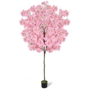 6Ft Tall Cherry Blossom Artificial Tree,Fake Pink Cherry Blossom Tree,Lifelike Decorative Plant in Pot for Indoor/Outdoor, Christmas, Garden,Home Office Dec