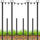 4 Pack 10FT String Light Poles,Metal with Fork Lights Poles for Outdoor String Light, Rustproof Heavy Duty for Outside Garden,Patio,Wedding,Backyard,Deck,Party