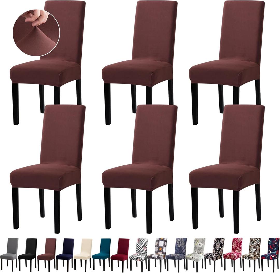 Chair Covers, Stretch Kitchen Dining Room Chair Covers Set of 6, Removable Washable Dining Chair Slipcovers for Home, Hotel, Banque