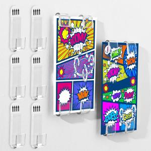 Chunful 24 Pcs Comic Book Wall Display Clear Floating Display Shelves Comic Book Frame Holder, Invisible, No Screws Self Adhesive