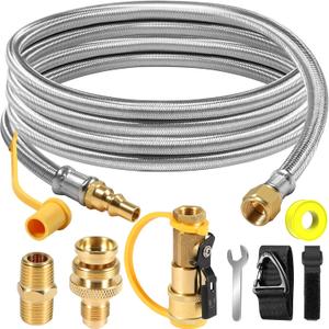 NQN 12FT Quick Connect Propane Hose for RV, with Safety Shutoff Valve, 1/4'' Quick Disconnect Connect for RV to Gas Grill, Compatible with 1 LB Portable Appliance to RV 1/4" Female Quick Disconnect
