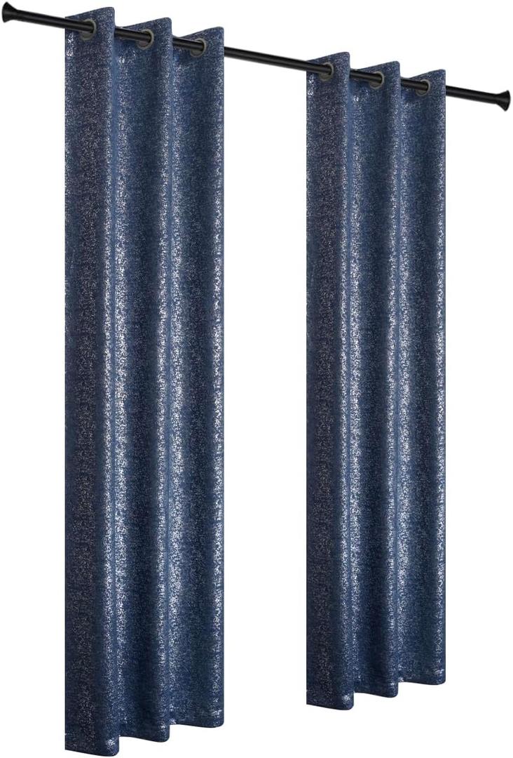 Blackout Curtains for Bedroom & Living Room  2 Panels, Each 38" W x 96" L (76" Wide Total)  Noise Reducing, Thermal Insulated, Room Darkening Drapes  Blackout Shades with Grommets, Machine Washable (Navy)