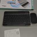 Bluetooth Wireless Keyboard and Mouse Combo,Ultra-Slim Ergonomic Small Rechargeable Bluetooth Keyboard Mouse Set for Apple iPad iPhone Samsung Tablet Phone Android PC Computer Mac Smartphone (Black)