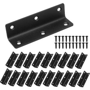 L Bracket, Heavy Duty Corner Brace, 20 Pack 4" Metal Shelf Bracket Angle Bracket for Shelves, Black L Brackets for Wood,100mm Overall Length