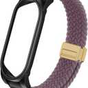 Adjustable Braided Wristband Compatible with Plaud NotePin & NotePin S AI Voice Recorder, Breathable Soft Wearable Strap with Magnetic Buckle and PC Case, Plaud Note Recorder Accessories, Smoke Purple