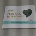 YFONG 100% 22 Momme Mulberry Silk Bonnet for Sleeping Women, Larger Double Layer Silk Hair Wrap for Curly Short Long Hair, Non-Slip Sleep Shower Cap Turban with Elastic Tie Band, Deep Green