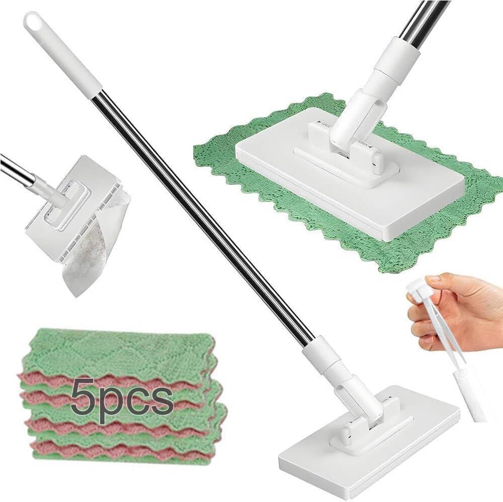 Snap Grip Mini Mop, Zero Touch Cloth Changing Mop with Automatic Push Pull Handle,360 Rotating Lazy Mops Wet Dry for Whole House Cleaning,Retractable Gap Dust Cleaner Flat Mops,5 Cloths