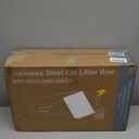 OLIXIS Stainless Steel Cat Litter Box with Lid, Large Cat Litter Box for Big Cats, High Wall Sides, Anti-Urine Leakage, Easy Cleaning, Scoop and Mat Included, Dark Gray