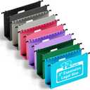 ANSOOK Legal Size Hanging File Folders Extra Capacity,Heavy Duty 3 Inch Expandable File Folders Hanging with Tabs,12 Pack Hanging File Organizer,File Cabinet Folders with Insertable Tabs for School (Assorted Color)