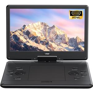 ieGeek 15.9" Portable DVD Player with 14.1" Swivel Screen, HDMI Input, 6-Hour Rechargeable Battery, Region Free, USB/SD Playback, Ideal Gift for Seniors, Kids and Travel, Black