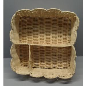 Wicker Divided Storage Basket, Rectangular Hand-woven Baskets Plastic Drawer Baskets Organizer for Organizing Cabinet Coffee Table Toilet Paper Divided By 3