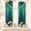 ShinyBeauty Sequin Backdrop Set of 4, 2FTx8FT Photo Backdrop Sequin Curtains Shimmer Wall Backdrop Photograph Backgrounds Sparkle Backdrop Curtains (Iridescent Green and Gold)