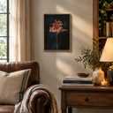 Moody Botanical Flower Framed Canvas Wall Art 16x24 inch, 16"x24" Natural