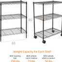 Amazon Basics 3-Shelf Adjustable Heavy Duty Storage Shelving Unit on 2" Wheels, Metal Wire Rack for Garage, Utility Shelving with Leveling Feet, 23.2"L x 13.4"W x 32.75"H, Black