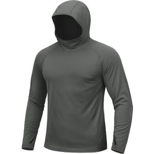TACVASEN Men's Rash Guard Sun Hoodie Long Sleeve UPF 50+ Sun Protection SPF Quick Dry Hiking Swim Fishing Shirt (Gray)