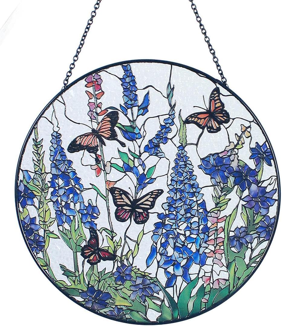 7.8'' Lavender Monarch Butterfly Suncatcher Stained Glass - Monarch Lavender Originally Designed Suncatchers for Sun Catchers Indoor Window | Beautiful Gifts for Butterfly Lovers