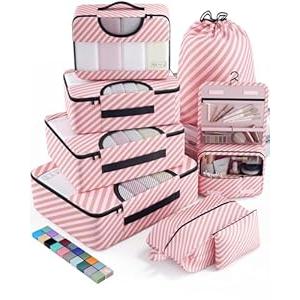 Veken 8 Set Packing Cubes for Travel Essentials, Suitcase Organizer Bags in 4 Sizes, Carry-On Luggage Accessories with Large Laundry & Hanging Toiletry Bag, Must-Have for Airplane, Road Trip & Camping