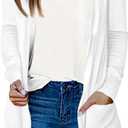 DB MOON Womens Long Cardigan 2025 Fall Lightweight Long Sleeve 0pen Front Sweater with Pockets (Medium, White)