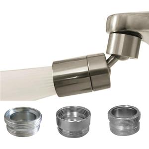 Rotating Faucet Aerator Extender,Nozzle Faucet Adapters, Universal Splash Filter Kitchen Tap Extension, Kitchen and Bathroom Sink Faucet Replacement (Brushed Nickel 80+3 brass adapters)