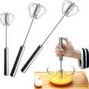 3 Pack Stainless Steel Egg Whisk, Hand Push Rotary Whisk Blender, Versatile Easy Whisk, Hand Push Mixer Stirrer for Beating Eggs, Frothing Milk, Blending, Mixing, Whipping Smoothies & Shakes