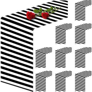 10 Pack Horizontal Striped Table Runner Polyester Table Decor Classic Black and White Horizontal Striped Table Runner Modern Elegant Design for Indoor Outdoor Banquet Party Wedding (12 x 108 Inch)