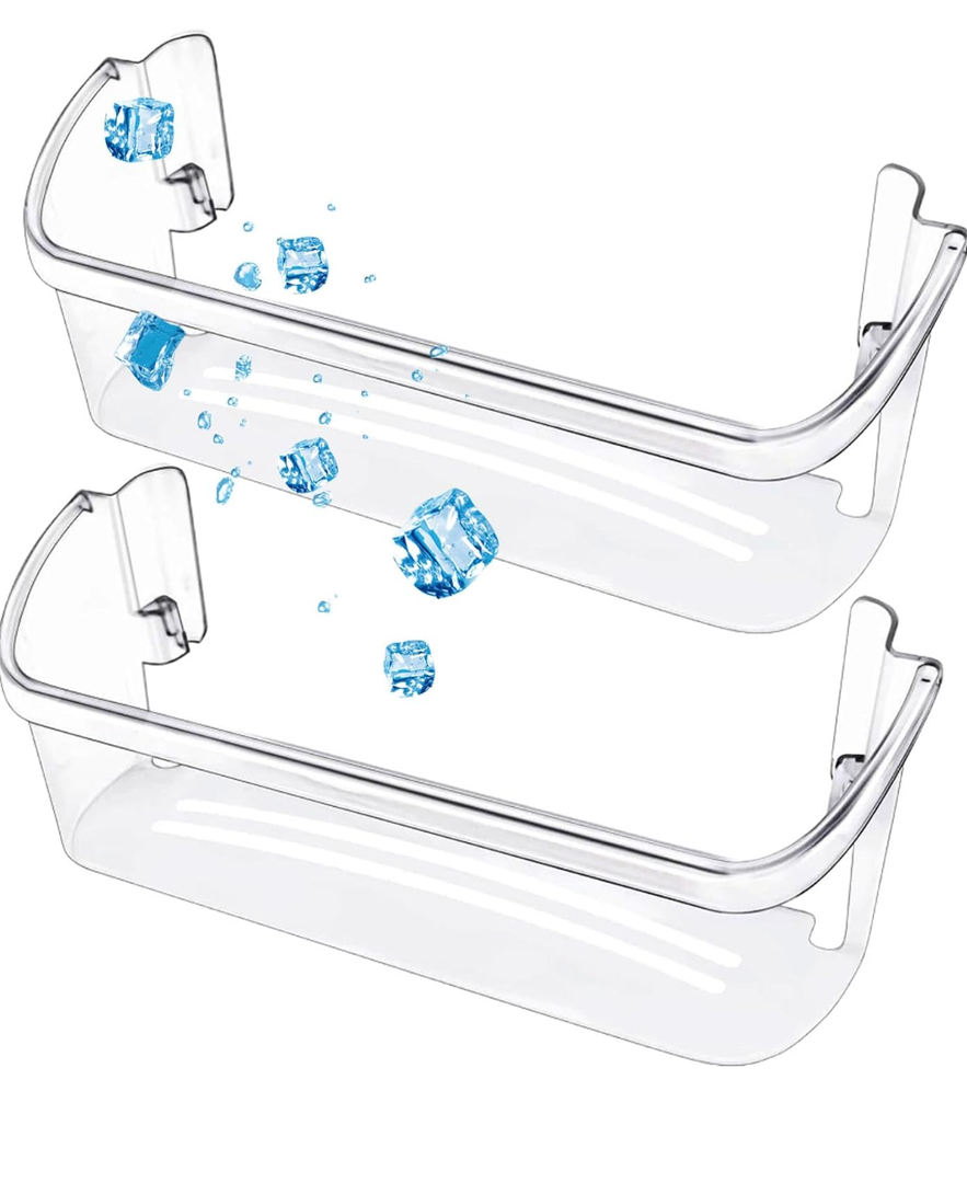 2 Pack UPGRADED Refrigerator Door Bin Shelf Replacement for Frigidaire Electrolux Refrigerator Door Shelf Bin Bottom 2 Shelves - Side Shelf Rack Parts 15x7 inch
