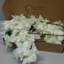 6 PCS Silk Bougainvillea Artificial FlowersUV Resistant, 36 Branches, Long Stems Faux Flower, Realistic Fake Bougainvillea Vines, for Wedding Porch Home Party Garden DIY Decor - 38 inch (White)