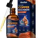 Liquid Copper Bisglycinate Drops, 2mg Chelated Copper Supplements, 2 Fl Oz