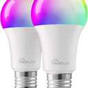 Treatlife Smart Light Bulb, Dimmable Multicolor and White LED Bulb, Compatible with Alexa, Google Assistant, A19 E26 8W (60W Equivalent), No Hub Required, 2 Pack