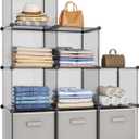 HOMIDEC Closet Organizers and Storage, 9 Cube Storage Organizer, Portable Closet Organizer Cubes Shelves for Clothes, Bedroom, Wardrobe, Kids Room, Bathroom, Grey (Large)