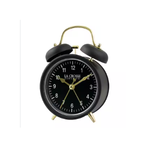 La Crosse 617-3314BG Black Twin Bell Quartz Alarm Clock