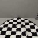 Checkered Round Bathroom Rugs, Machine Washable Black and White 2ft Bath Rug for Bathroom Non Slip Water Absorbent Bath Mat, Small Soft Plush Retro Circle Bathroom Mat for Tub Shower Entryway