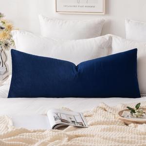 MIULEE Velvet Pillow Cover Soft Luxury Decorative Throw Pillow Cover Single Rectangle Long Body Lumbar Cushion Case for Couch Sofa Bedroom Car Decor,14x36 Inch Dark Blue