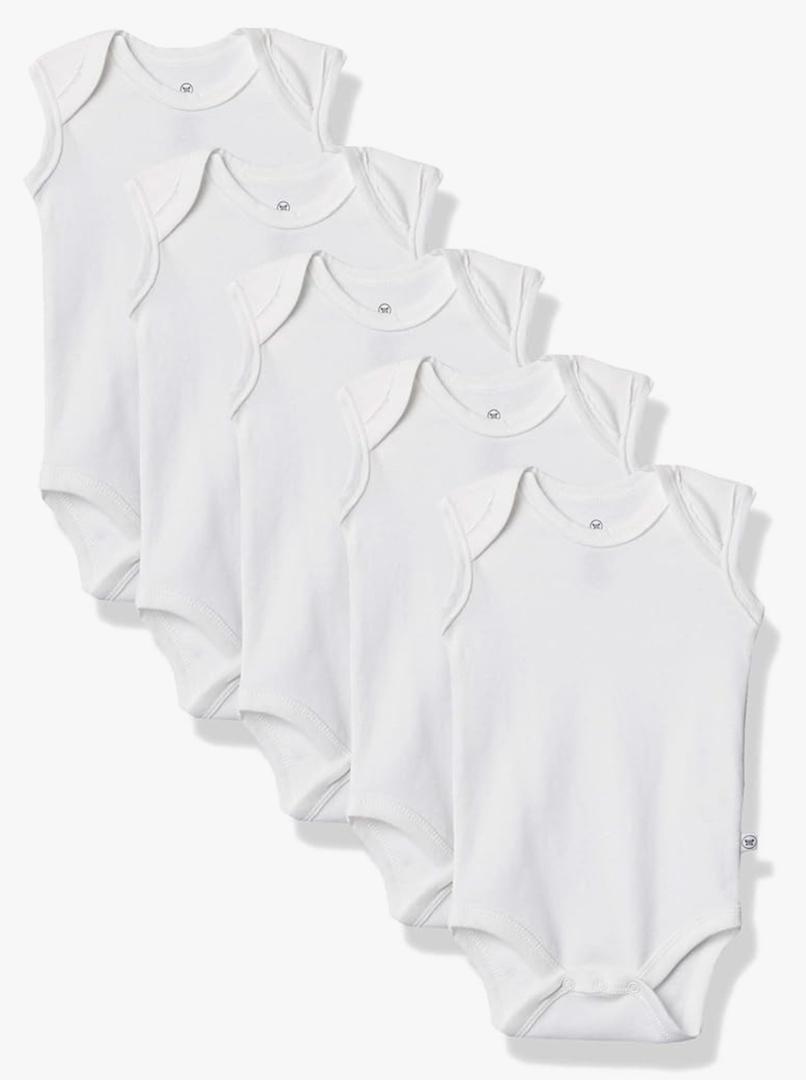 Sleeveless Bodysuits One-piece 100% Organic Cotton for Baby Boys, Girls, Unisex 0-3M 9Pcs