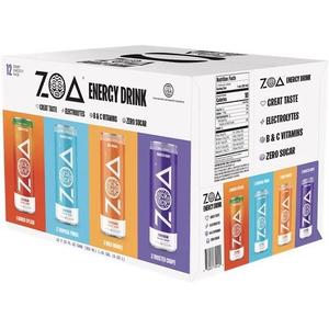 ZOA Zero Sugar Energy Drinks, Variety Pack - Sugar Free with Electrolytes, Healthy Vitamin C, Amino Acids, Essential B-Vitamins, and Caffeine from Green Tea - 12 Fl Oz (Pack of 12)