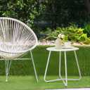 danpinera Outdoor Side Tables with Flower Cut Outs, Weather Resistant Steel Patio Side Table, Small Round Outdoor End Table Metal Side Table for Patio Yard Balcony Garden White, 17.72 in x 17.72 in x 17.72 in