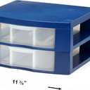 Locker Drawer. Includes 2 Removable Drawer Dividers. Heavy Duty. Fits 12" Wide Locker (Blue Double)