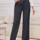 Women's Casual Wide Leg Pants Women Business Casual Pants Dress Pants Work Trousers for Women (L)