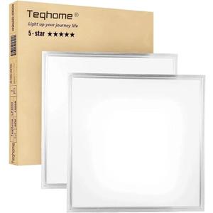 LED Flat Panel Light 2x2 ft,White LED Drop Ceiling Office Lights,48W=150W Indoor Commercial Flat Backlit Fixture, 5800LM/7500K,CE & RoHS Certified,Dustproof & Troffer Recessed Edge-Lit Design,2 Pack