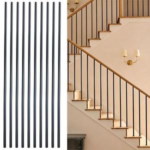 10 Pcs Round Balusters 5/8" Staircase Balusters Stair Spindles Round Iron Balusters Hollow for Indoor Stairs 44inch (Matt Black)
