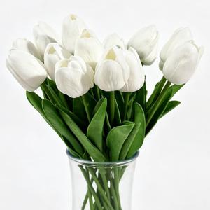Artificial Tulips Flowers, White, 20PCS | Faux Tulips Bouquet for Vase, PU Soft Fake Flowers, Spring Easter Wedding Centerpieces, Indoor Home Table Decorations