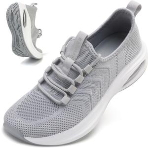 Rollstep Wide Toe Box Shoes Women Extra Wide Width Sneakers Air Cushion Road Running Shoes Ultra Light Tennis Gym Workout Training Shoes Breathable Walking Shoes with Arch Support size 41 (Grey)